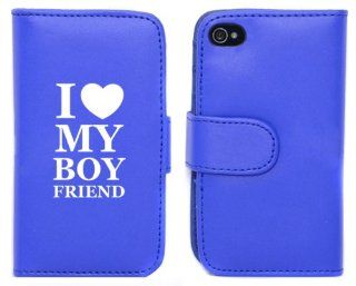 Blue Apple iPhone 5 5S 5LP114 Leather Wallet Case Cover I Love My Boyfriend: Cell Phones & Accessories