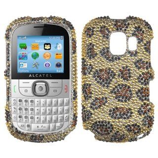 Mybat ALC871AHPCDM113NP Dazzling Diamante Bling Case for Alcatel One Touch 871A   Retail Packaging   Leopard Skin/Camel Cell Phones & Accessories