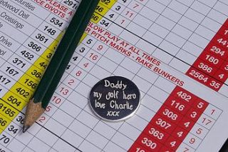 personalised engraved silver coin golf marker by capture & keep