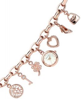 Anne Klein Watch, Womens Rose Gold Tone Charm Bracelet 10 7604RGCH   Watches   Jewelry & Watches