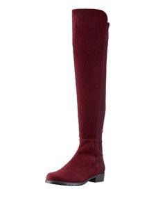 Stuart Weitzman 50/50 Suede To the Knee Boot, Bordeaux (Made to Order)