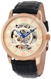Stuhrling Original Men's 107EM.334531 Classic Delphi Rose tone Automatic Skeleton Watch Gift Set: Watches