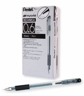 Pentel Arts Hybrid Technica 0.6 mm Pen, Fine Point, Black Ink, Box of 12 (KN106 A) : Technical Drawing Pens : Office Products