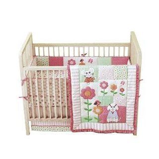 4 Piece Pink Crib Bedding Set : Baby