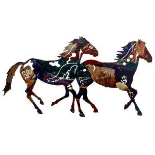 24" Painted Pony Duo Wall Art / Horse Metal Wall Dcor   Wall Sculptures