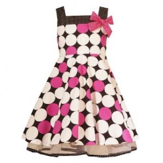 Rare Editions Girls 2T 6X BLACK WHITE FUCHSIA PINK DOT PRINT Special Occasion Wedding Flower Girl Easter Birthday Party Dress   2T: Clothing