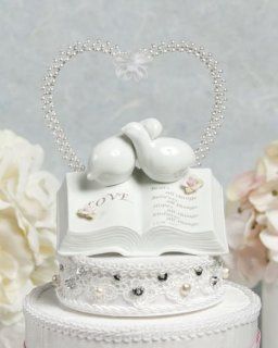 Love Verse Bible Cake Topper with Doves and Rose Accents Kitchen & Dining
