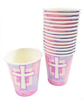 Religious and Joyous Cross Cups   18cnt. Pink Paper Cups: Health & Personal Care