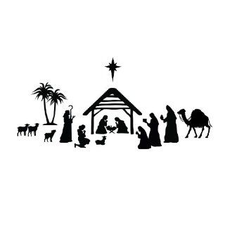 Nativity Scene Silhouette   Vinyl Wall Art Decal for Homes, Offices, Kids Rooms, Nurseries, Schools, High Schools, Colleges, Universities   Wall Decor Stickers