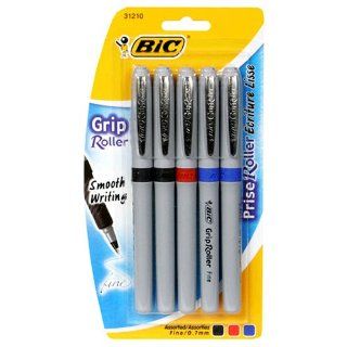 BIC Grip Roller Pen   Assorted, Six   30 Pens : Rollerball Pens : Office Products