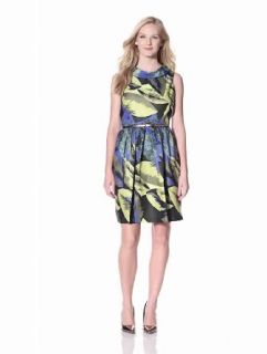 Ellen Tracy Women's Sleeveless Printed Fit and Flare Dress, Blue Leaf, 8 at  Womens Clothing store