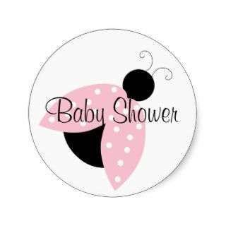 Pink Ladybug Baby Shower Sticker