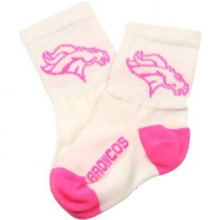 NFL Denver Broncos Infant Girls Logo Crew Socks   White / Pink: Clothing