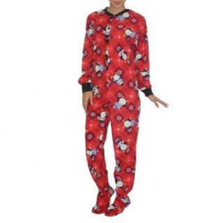 Womens One Piece Fall / Winter Fleece Footed Pajamas / Romper Large Multicolor: Clothing