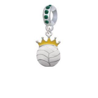 Volleyball   Crown Blue Zircon Crystal Charm Bead Dangle: Jewelry