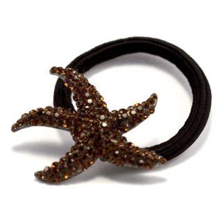 DoubleAccent Hair Jewelry Swarovski Crystal Starfish Ponytail Holder Amber Color : Beauty