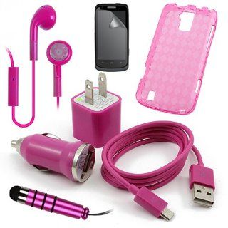Boost ZTE Force Pink Case, USB Car Charger Plug, USB Home Charger Plug, USB 2.0 Data Cable, Metallic Stylus Pen, Stereo Headset & Screen Protector (7 Items) Retail Value: $89.95: Cell Phones & Accessories