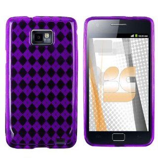 VMG Purple Premium 1 Pc Argyle Design Hard Rubber TPU Gel Skin Case Cover for Samsung Galaxy S2 S II i9100 AT&T Cell Phone SII [In VANMOBILEGEAR Retail Packaging]: Cell Phones & Accessories