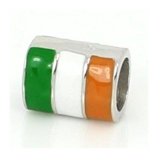 925 Sterling Silver " Small Irish Flag " Charm for Pandora Etc. European Story Charm Bracelets: Jewelry