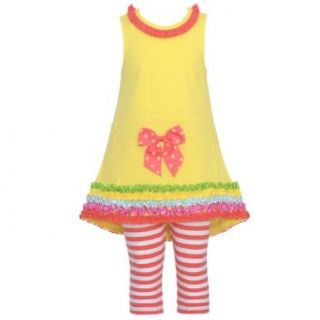 Bonnie Jean Baby Girl 3 6M Yellow Pink Stripe Ruffle 2pc Spring Outfit: Bonnie Jean: Clothing