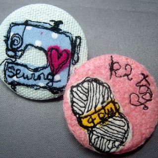 embroidered knitting and sewing badge by oscar & toots