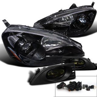 Depo Acura RSX DC5 Black Projector Headlights+Smoke Fog Bumper Lights: Automotive