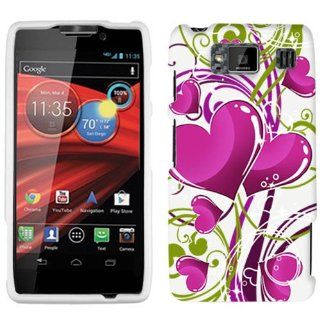 Motorola Droid Razr MAXX HD Hot Pink Hearts on White Hard Case Phone Cover: Cell Phones & Accessories
