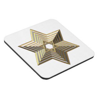 Silver and Gold "3 D" stacked Star of David Beverage Coaster