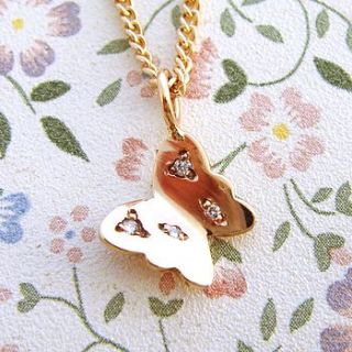 rose gold and diamond butterfly necklace by heather scott jewellery