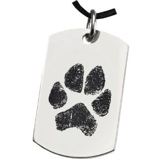 Stainless Steel Dog Tag Paw Print Pet Memorial Jewelry : Pet Care Products : Pet Supplies