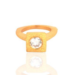 925 Sterling Silver Gold Plated Cz Handmade Designs Womens Rings New Fashion Jewelry: Handmade Designer: Jewelry