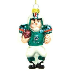 Pack of 3 NFL Miami Dolphins Glass Football Player Christmas Ornaments 4"  