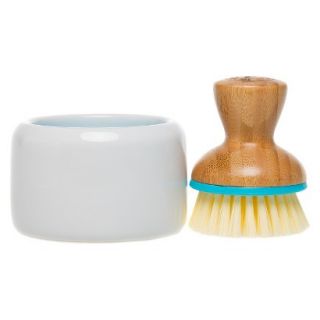 Honest Suds Up Ceramic Soap Dish & Bamboo Brush