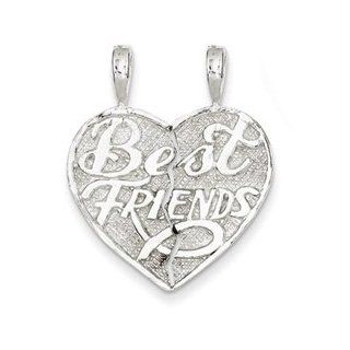 IceCarats Designer Jewelry Sterling Silver Best Friend 2 Piece Break Apart Heart Charm: Pendants: Jewelry