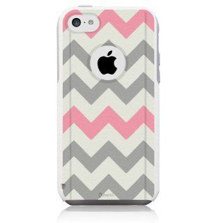 iPhone 5c Case White Chevron Grey Pink (Generic for Otterbox Commuter): Cell Phones & Accessories