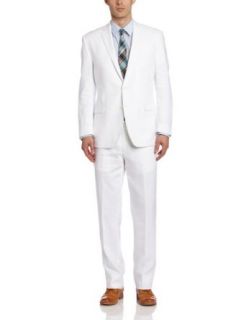 Calvin Klein Men's White Linen Slim Fit Suit at  Mens Clothing store