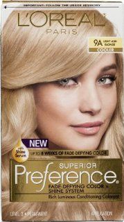 L'Oreal Paris Superior Preference Fade Defying Color + Shine System 9A Light Ash Blonde/Cooler : Beauty