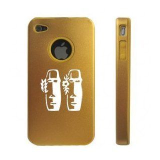 Apple iphone 4 4s 4g Gold D8861 Aluminum & Silicone Case Cover Tiki Man and Woman: Cell Phones & Accessories