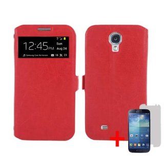 SAMSUNG GALAXY S4 RED TIME DISPLAY FLIP SMART COVER POUCH CASE + FREE SCREEN PROTECTOR from [ACCESSORY ARENA]: Cell Phones & Accessories