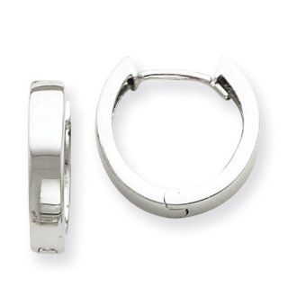 14K White Gold Hinged Hoop Huggie Style Earrings. Metal Wt  2.4g: Jewelry