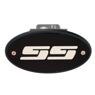 Chevrolet Silverado SS Receiver Hitch Cover Black with Clear Silver Engraving: Automotive