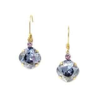 Clara Beau Gold Plated Blue Shade Swarovski Crystal Dangle Earrings Vintage Blue Diamond Earring Jewelry