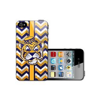 LSU Mike The Tiger Gold & Purple Chevron iPhone 4 4s Case Hard Back Case Cover: Cell Phones & Accessories