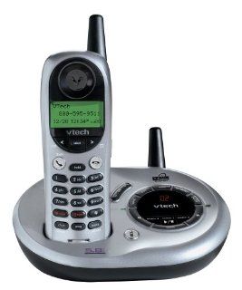 V Tech VTIA5851 5.8GHz Analog Cordless Telephone with Answering Machine and Caller ID (Silver/Black) : Electronics
