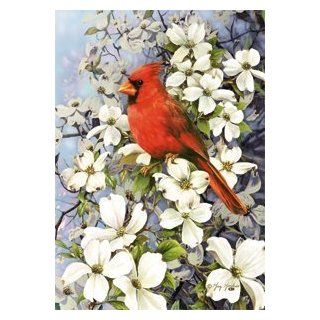 Spring Red Cardinal Bird Dogwood Flower Garden Flag   Statues