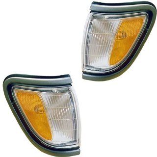 1995 1996 1997 Toyota Tacoma Pickup Truck (4WD 4 Wheel Drive) Corner Park Light Turn Signal Marker Lamp with Black Trim Pair Set Right Passenger AND Left Driver Side (95 96 97) Automotive