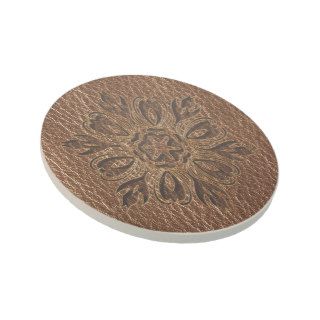 Leather Look Flower Star Beverage Coaster