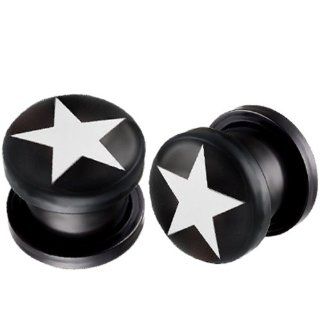 1/2" inch (12mm)   Star Logo Picture UV Acrylic screw fit Flesh Tunnels Ear Gauge Plugs ACBI   Ear Stretching Expanders Stretchers   Sold as a Pair: Jewelry