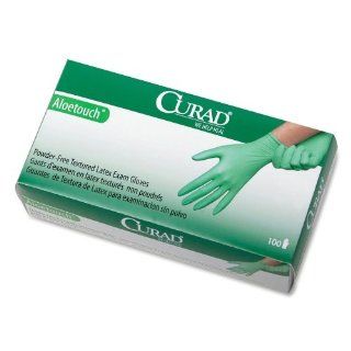 Curad   Latex Exam Glove, Powder Free, Medium, 100/BX, Green, Sold as 1 Box, MII CUR8155R: Kitchen & Dining