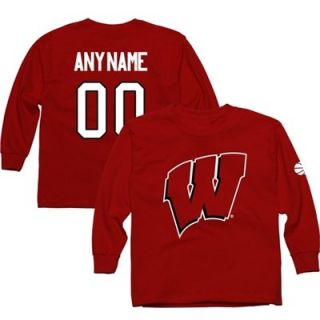 Wisconsin Badgers Youth Personalized Basketball Name & Number Long Sleeve T Shirt   Cardinal